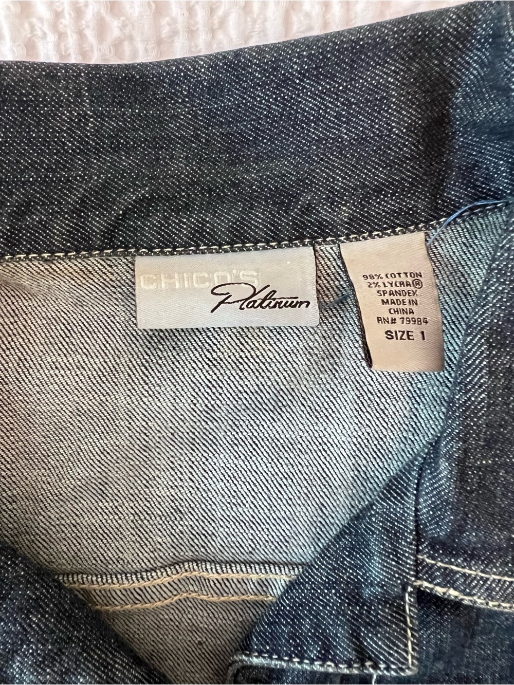 Dark Wash Denim Jacket with Button Front by Chicos - Picture 2 of 5